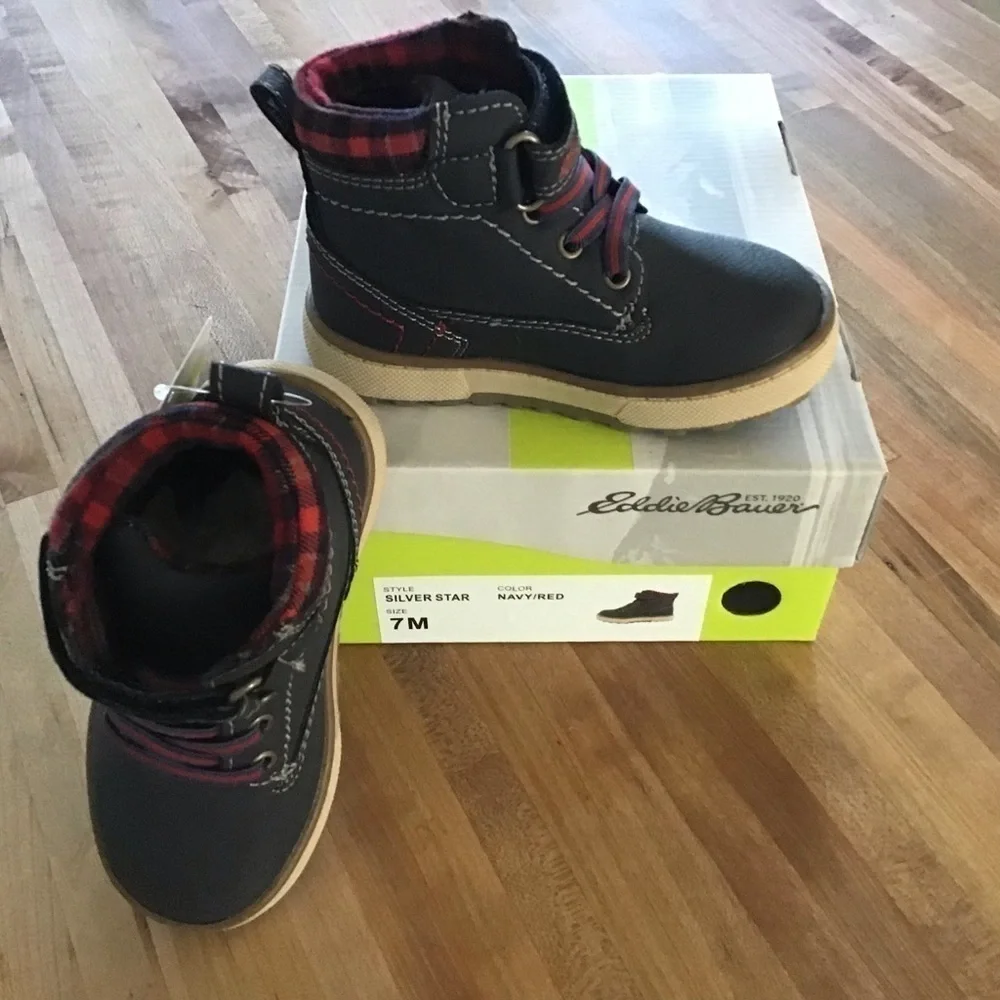 Eddie Bauer Silver Star Navy and RedToddler work boots.- NWB NWT  Size 7.
